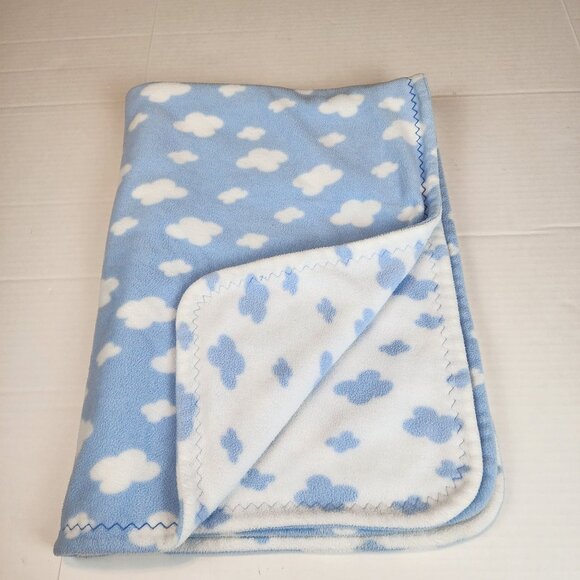 Just One Year by Carter's baby blanket blue white clouds - Picture 1 of 4